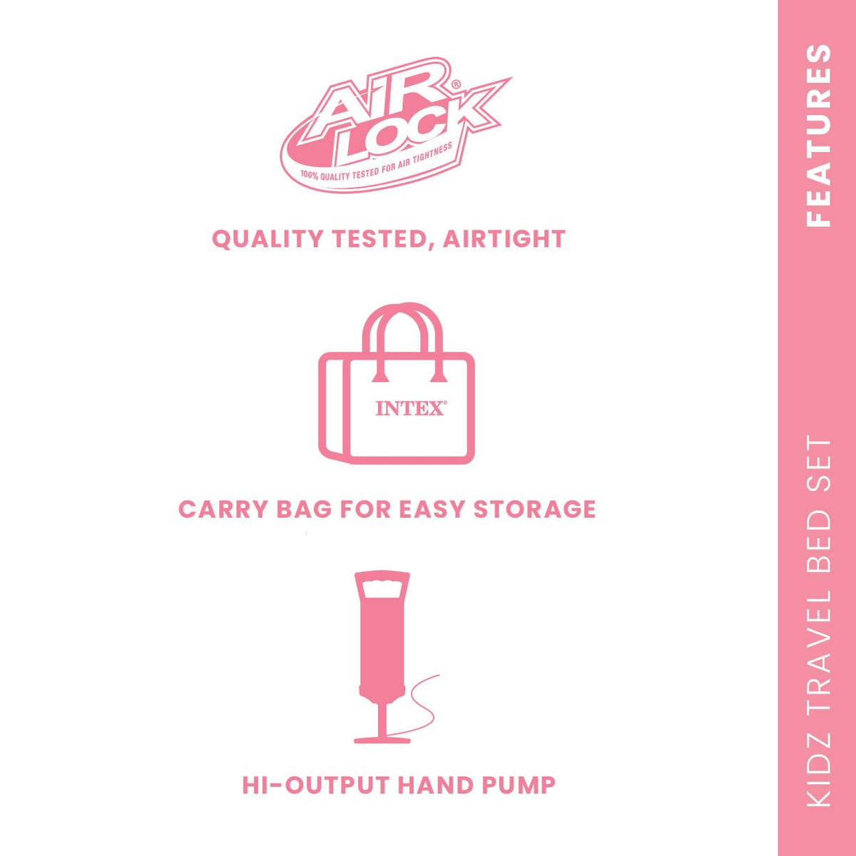 Inflatable Travel Bed Set with Hand Pump and Carry Bag G968