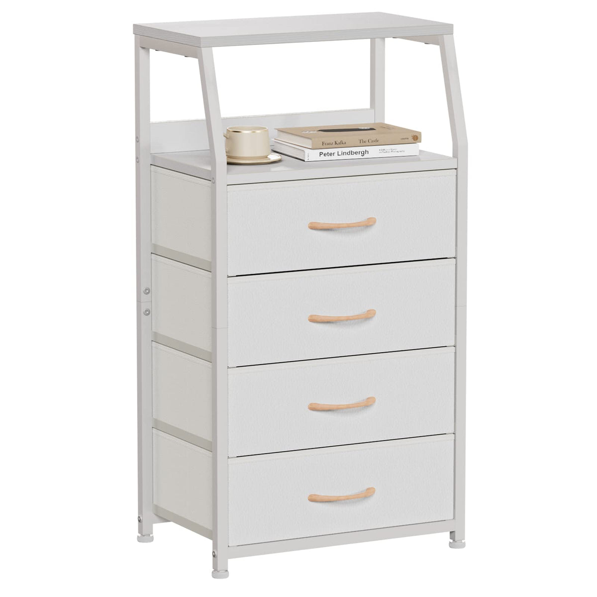 White 4 Drawer Dresser with 5 Storage Bins Z672