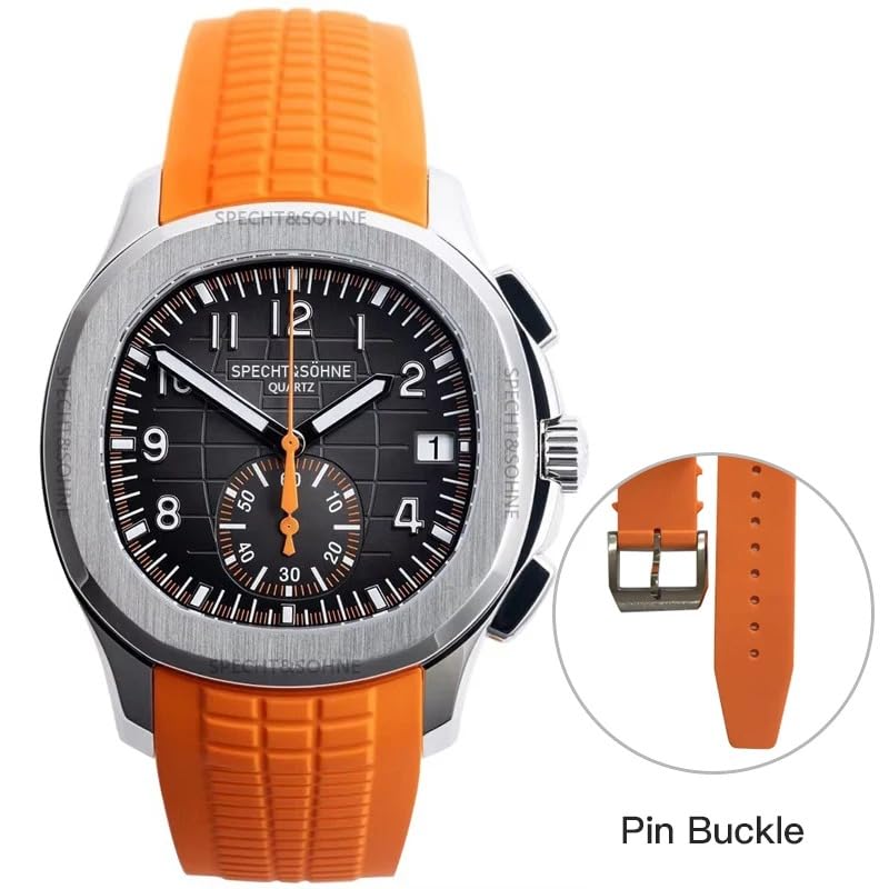 Men's Quartz Chronograph Watch Stainless Steel Sapphire Crystal Rubber Strap 40MM L503452