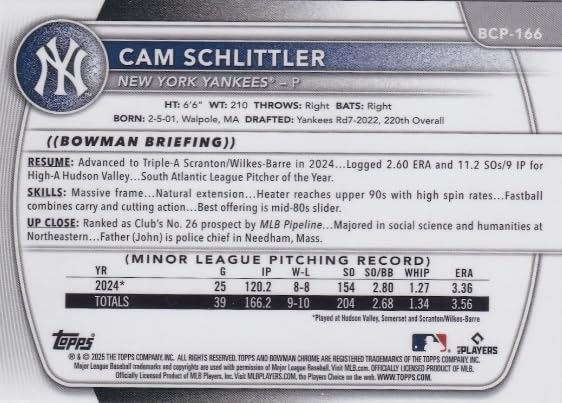 2025 Bowman Chrome Prospects Baseball Trading Card V153