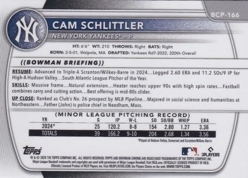 2025 Bowman Chrome Prospects Baseball Trading Card V153
