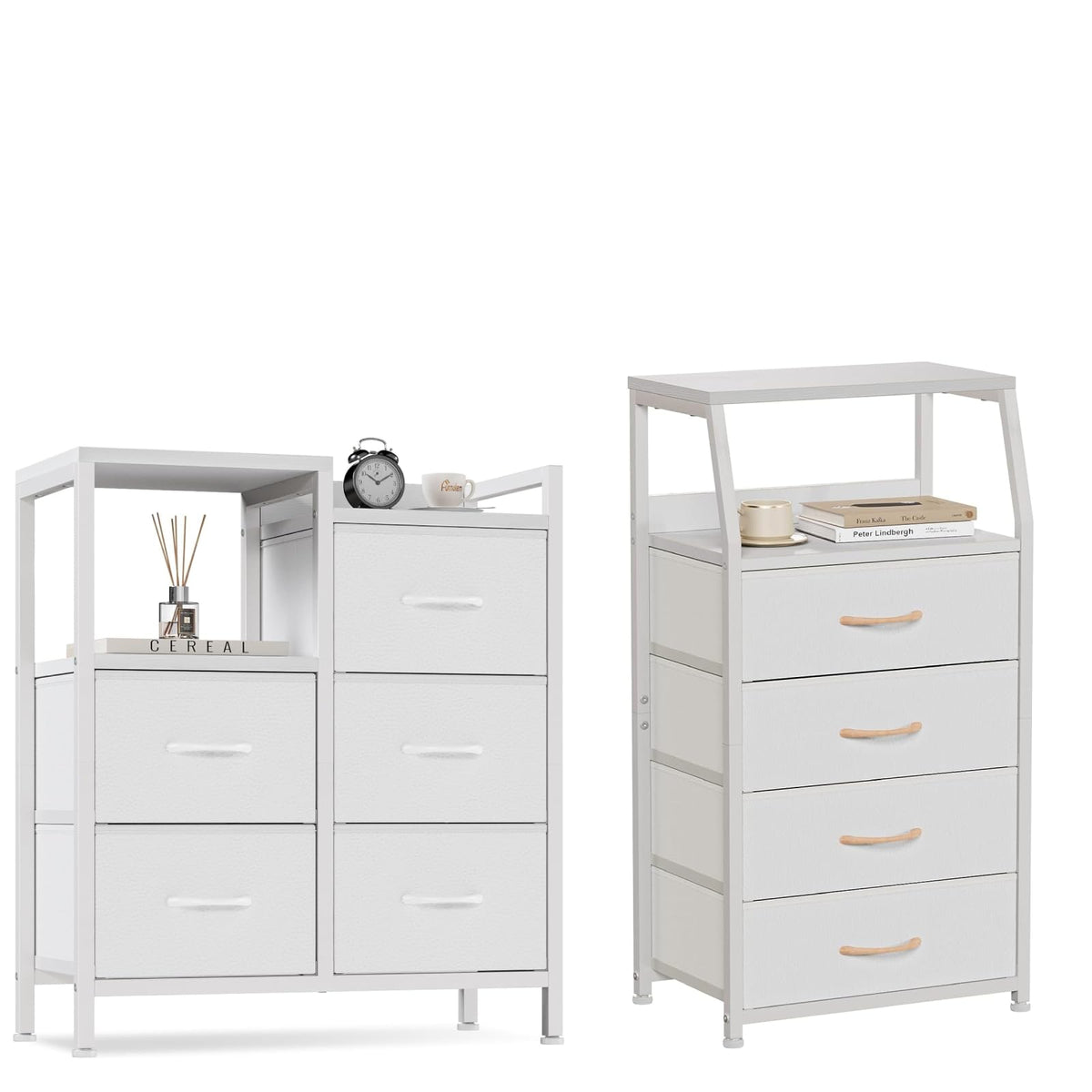 White 4 Drawer Dresser with 5 Storage Bins Z672