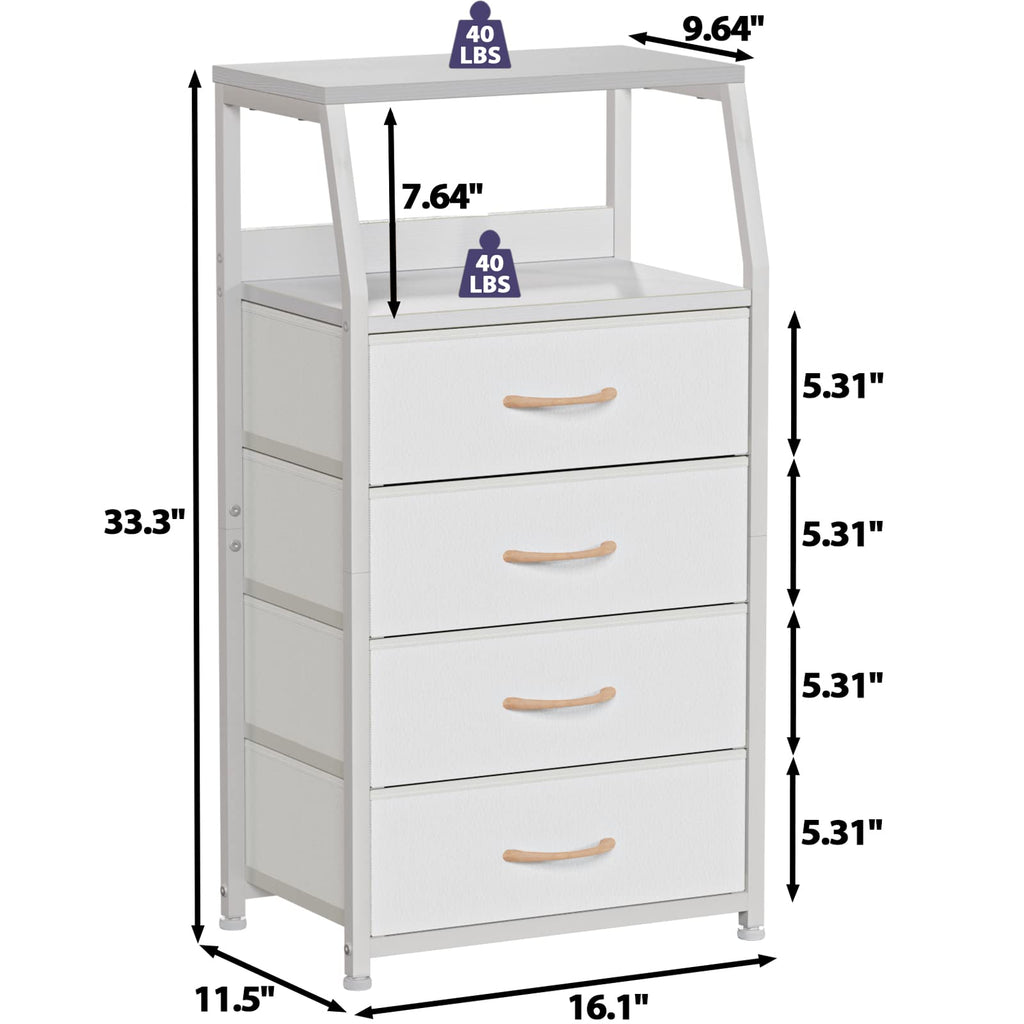 White 4 Drawer Dresser with 5 Storage Bins Z672