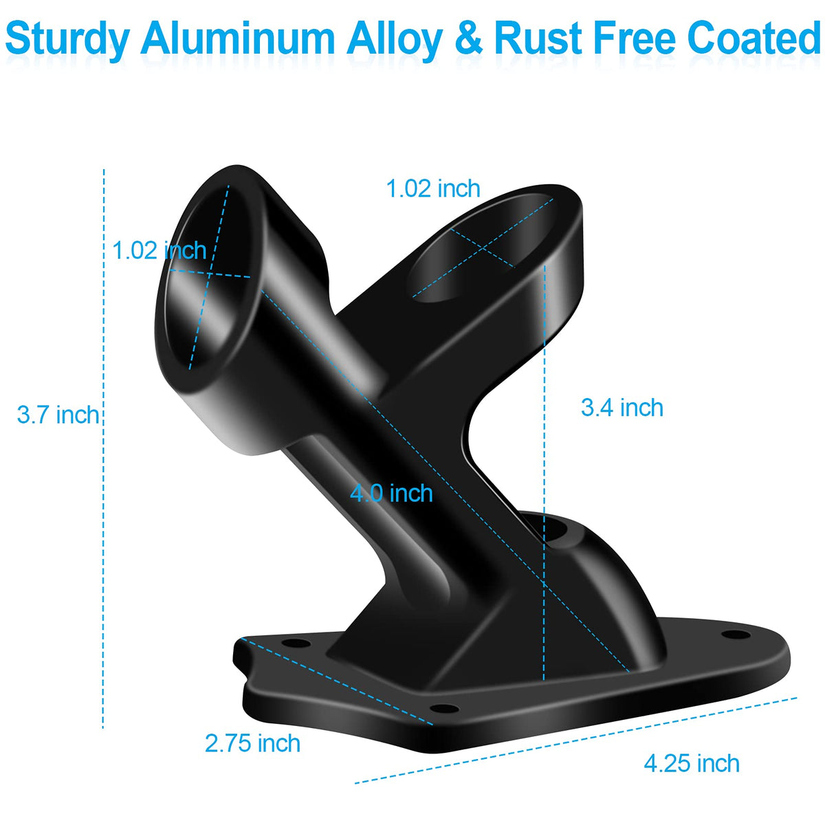 1" Flag Pole Holder Brackets with Hardwares, Two Positions Aluminium Alloy Rust Free Coated, Black 1 Pack A147760