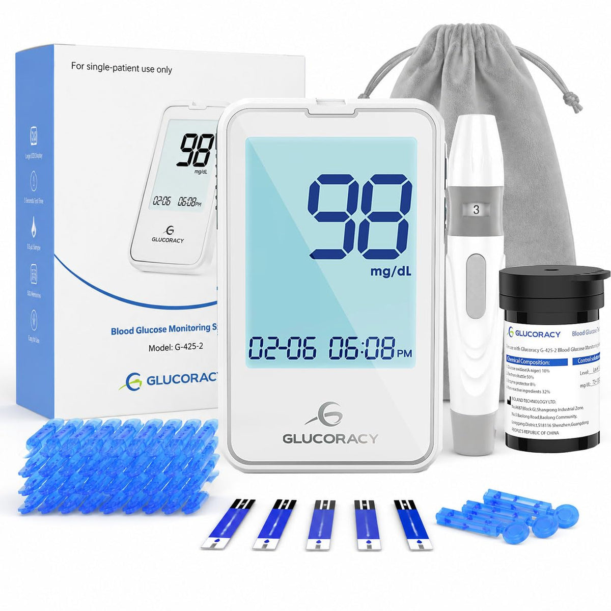 Blood Glucose Monitor Kit with 50 Test Strips I945928