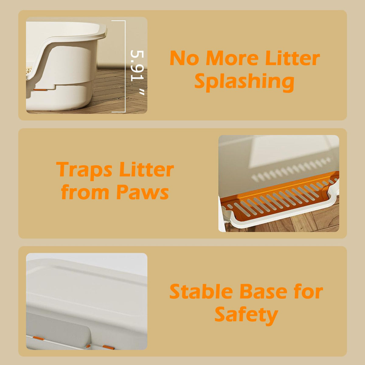 Large High Sides Low Entry Cat Litter Box R2132