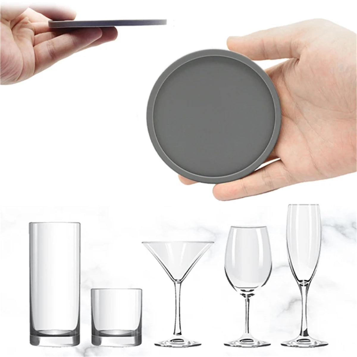32 Pc Black Silicone Coasters Y910