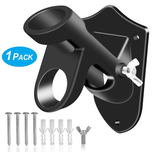 1" Flag Pole Holder Brackets with Hardwares, Two Positions Aluminium Alloy Rust Free Coated, Black 1 Pack A147760
