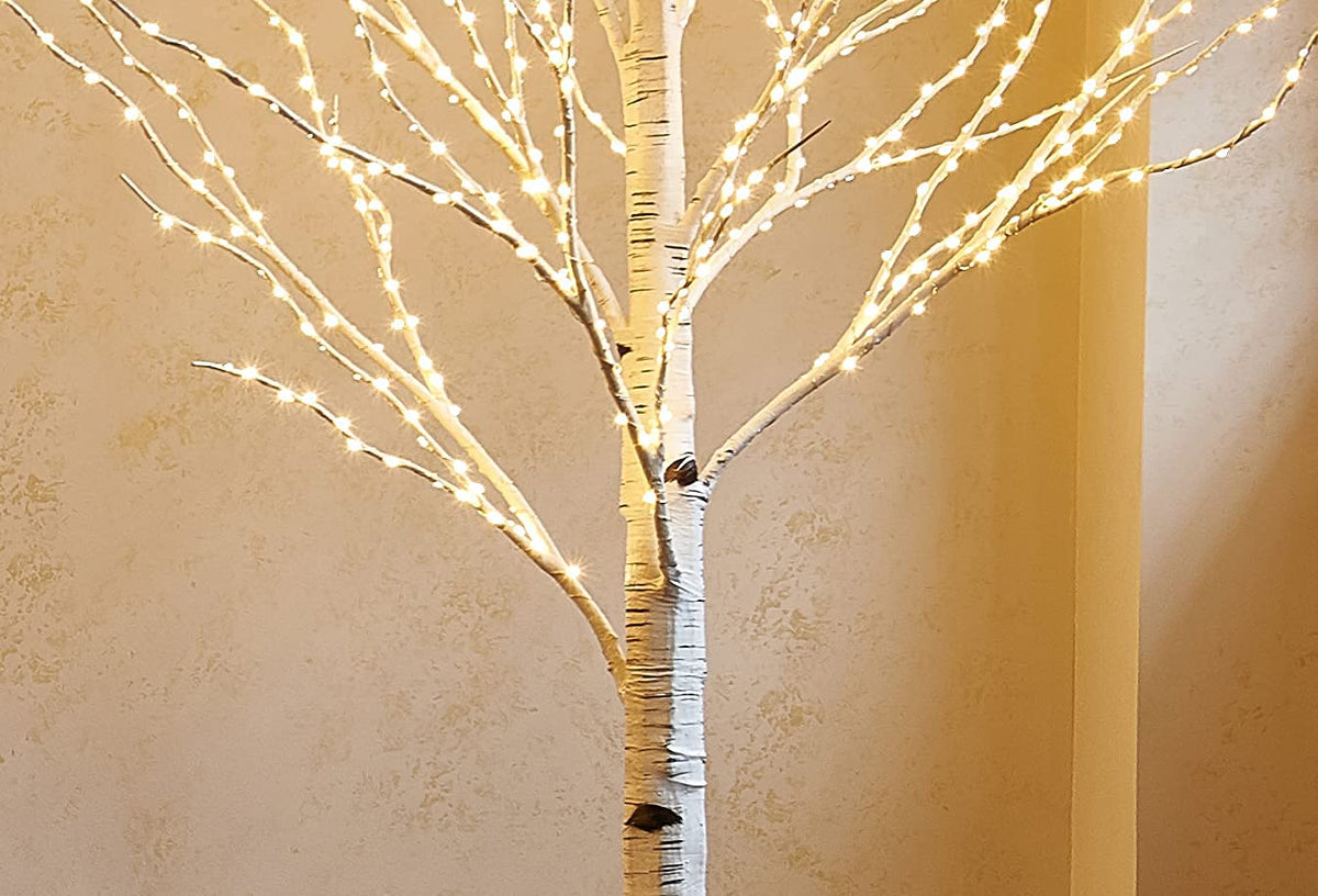 4FT 200L Warm White LED Birch Tree U7106
