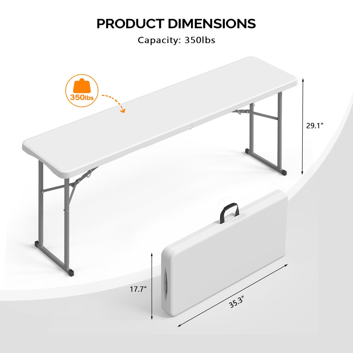 White 6 FT Narrow Folding Table Set of 2 J34216