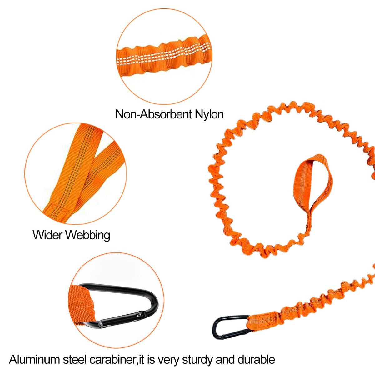2 Pack Stretchable Paddle Leash with Carabiner G9796