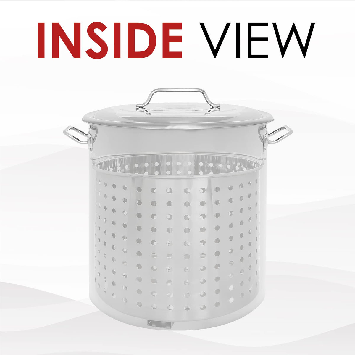 Stainless Steel 40 QT Stock Pot with Steamer Basket and Propane Burner U215