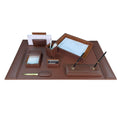 Rustic Brown Leather Desk Set, 8-Piece K109