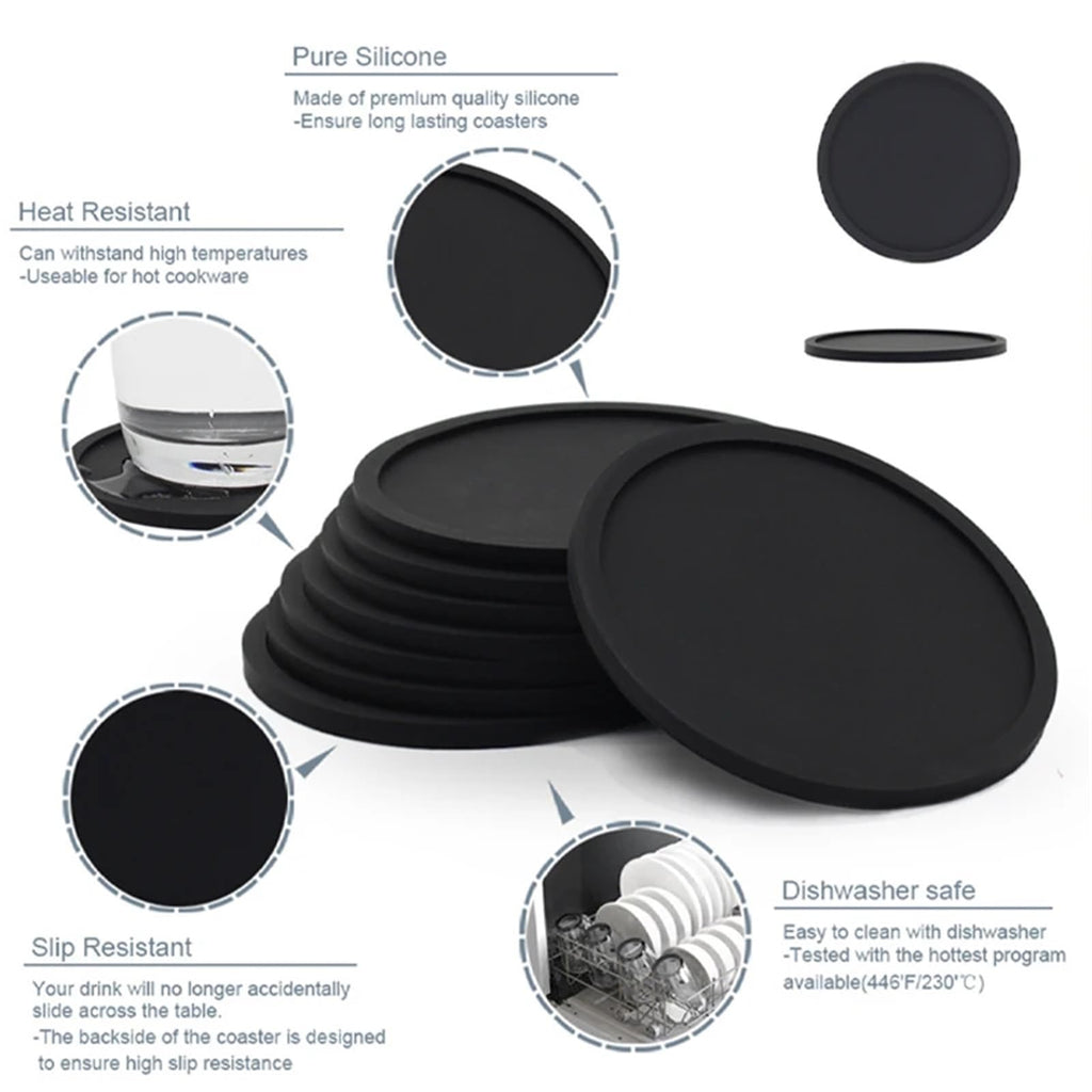 32 Pc Black Silicone Coasters Y910