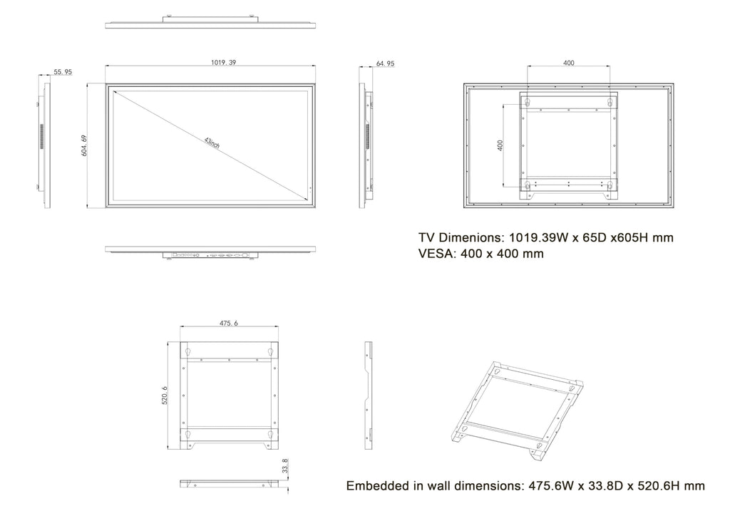 43" 4K UHD Smart Mirror TV with LED Light Q251