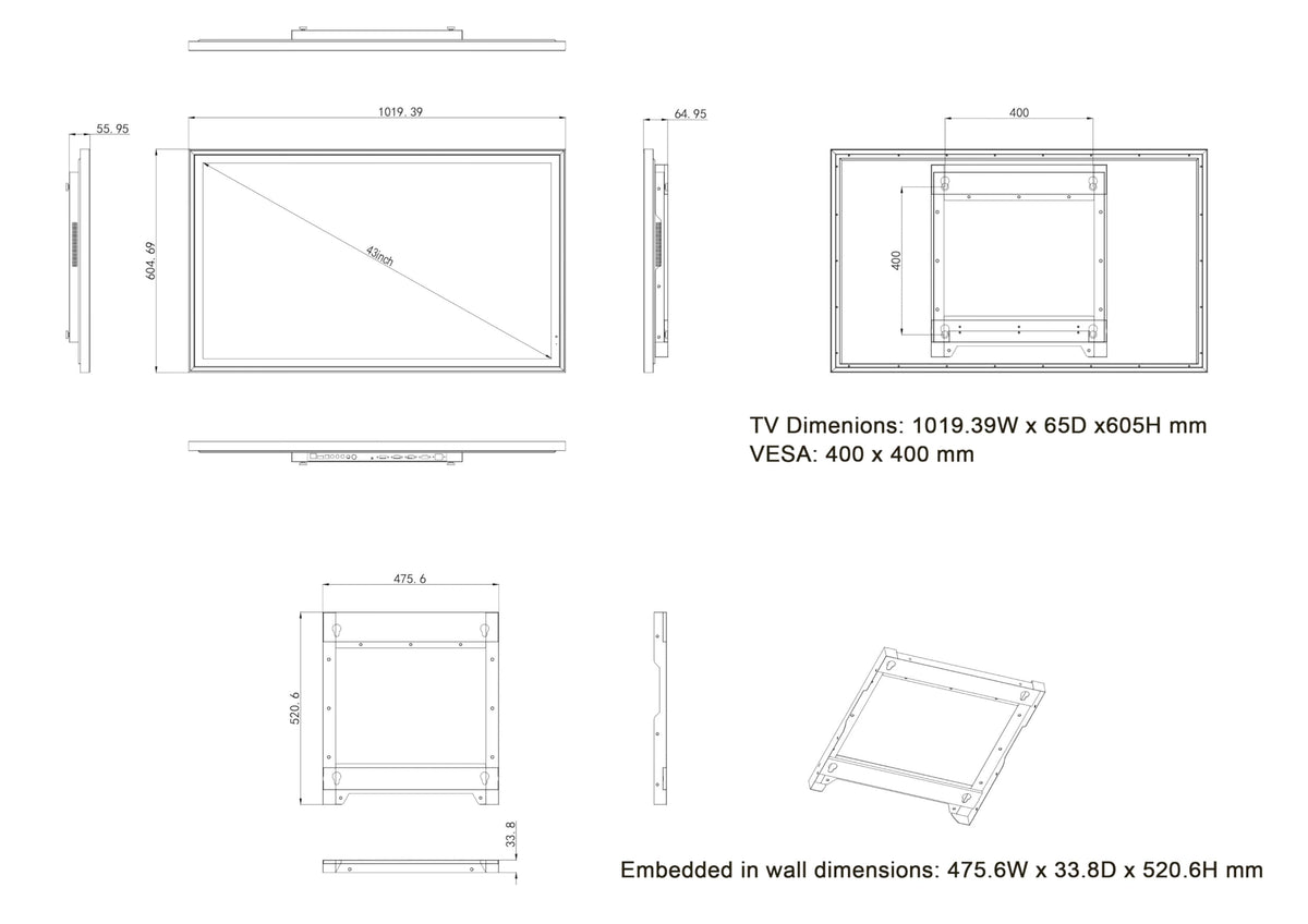 43" 4K UHD Smart Mirror TV with LED Light Q251