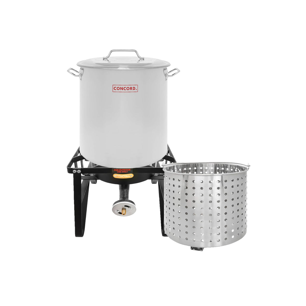 Stainless Steel 40 QT Stock Pot with Steamer Basket and Propane Burner U215