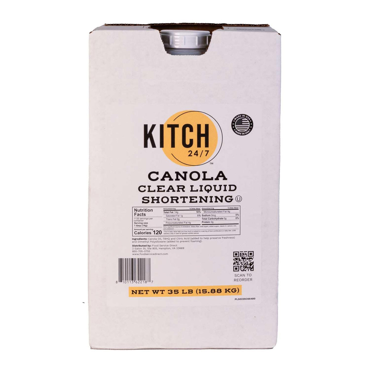Canola Clear Liquid Shortening 35 lb Bulk P3653