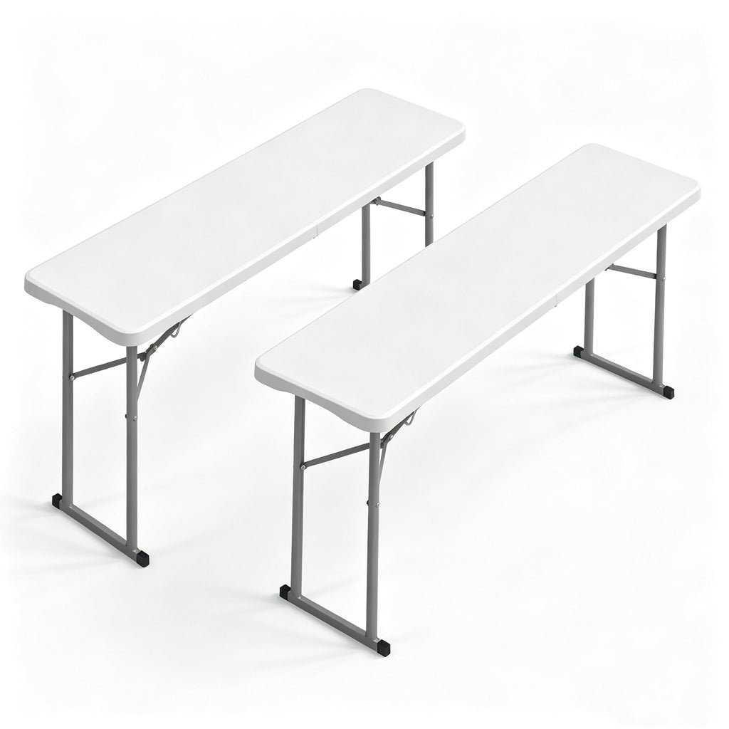 White 6 FT Narrow Folding Table Set of 2 J34216