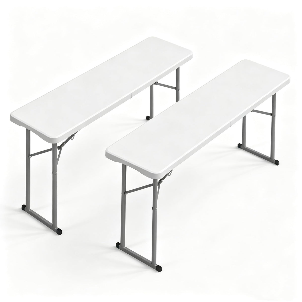 White 6 FT Narrow Folding Table Set of 2 J34216