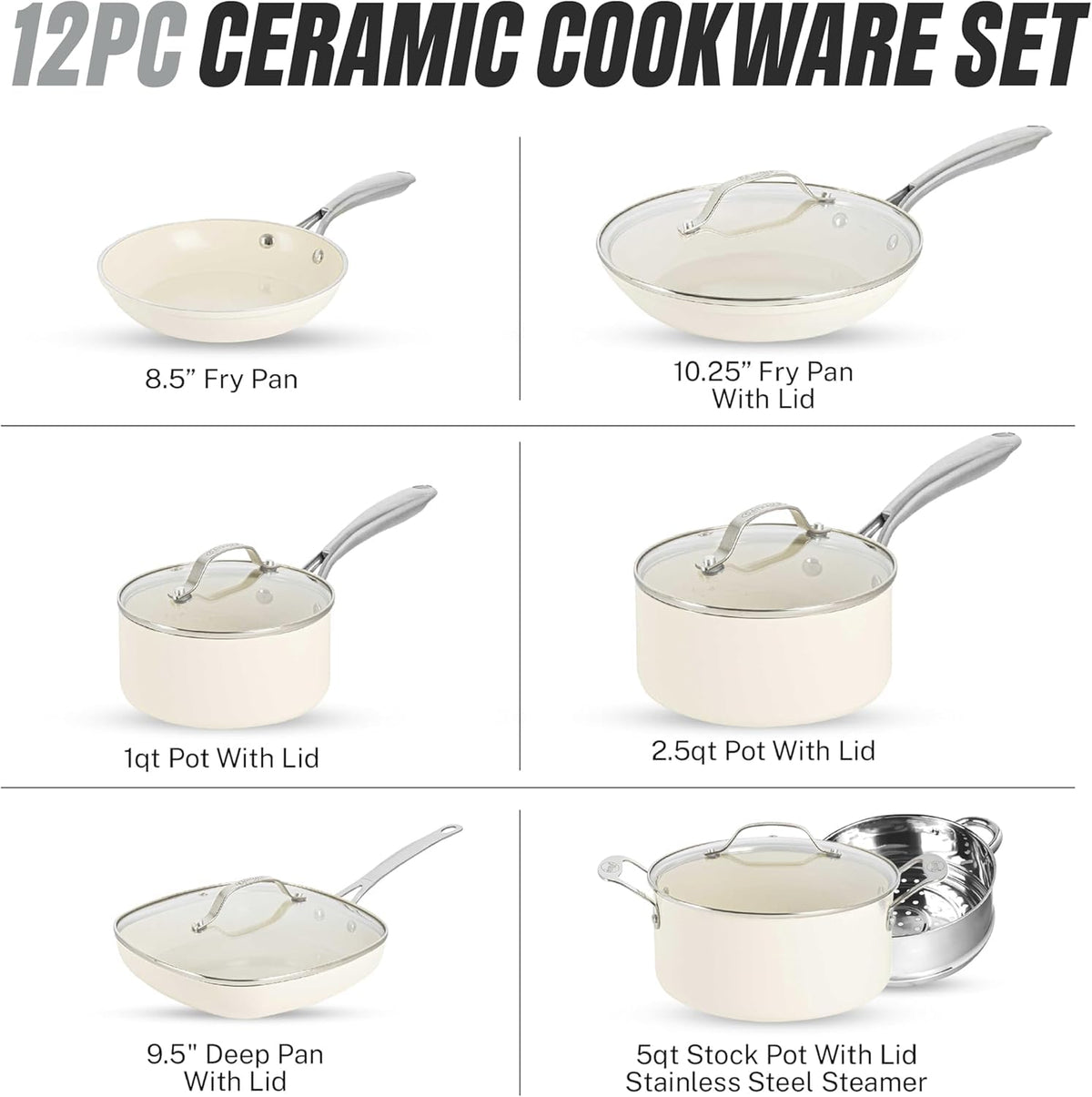 12 Pc Ceramic Cookware Set F9566