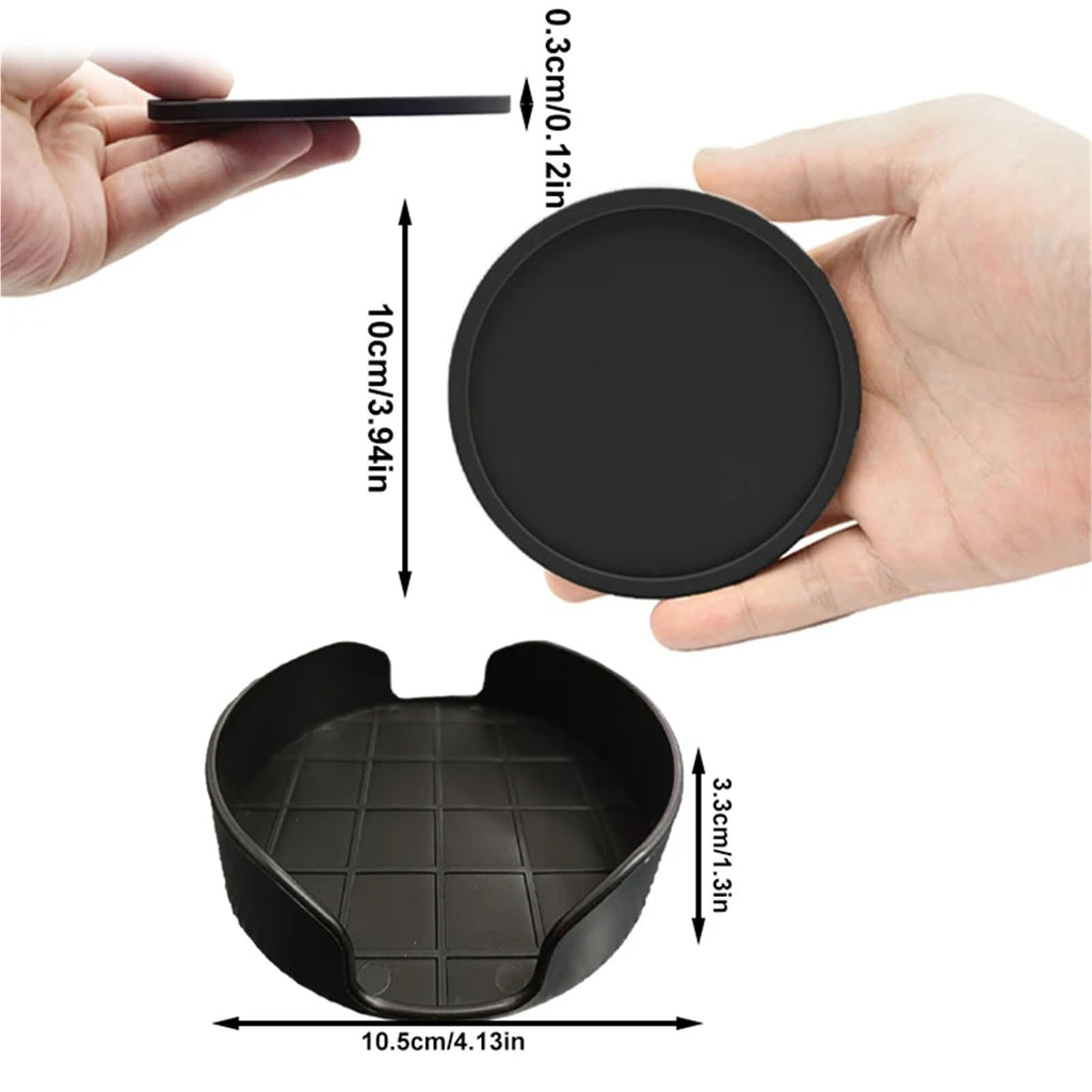 32 Pc Black Silicone Coasters Y910