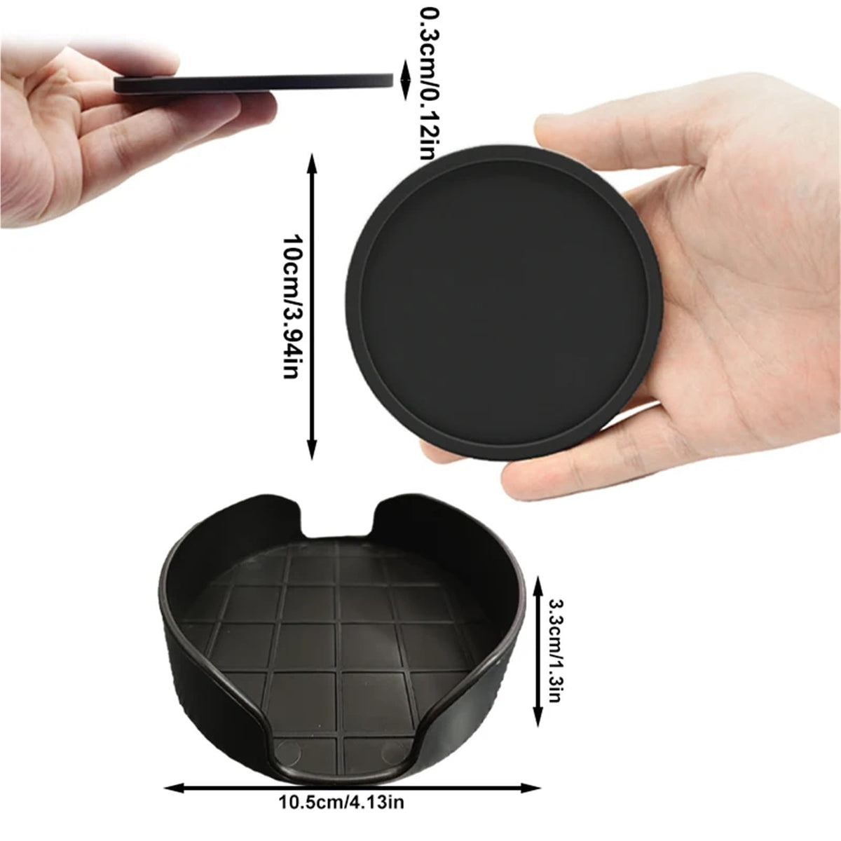 32 Pc Black Silicone Coasters Y910
