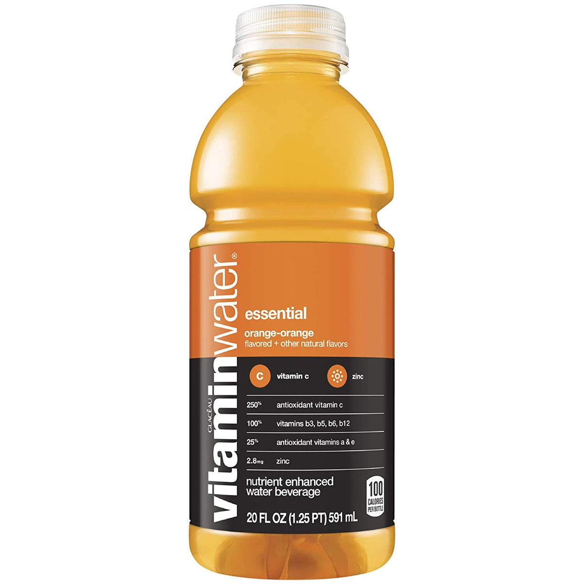 Orange Electrolyte Enhanced Bottled Water with Vitamins, 20-Ounce (Pack of 6) W5432