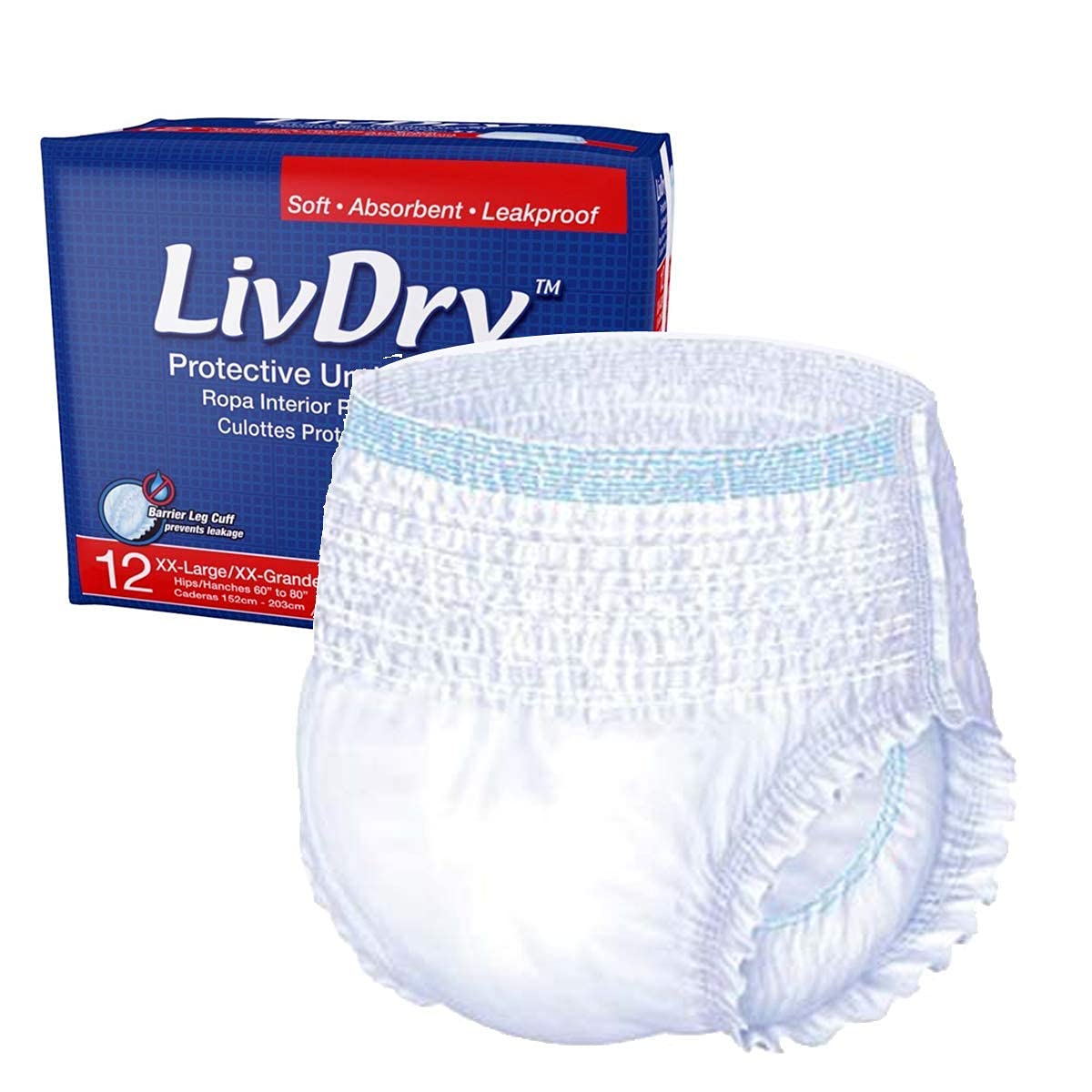 Adult 2XL Incontinence Underwear with Booster Pad Inserts Q967