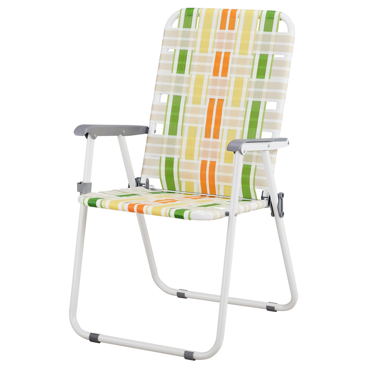 Set of 2 Webbed Folding Beach Chairs Yellow & Green C405