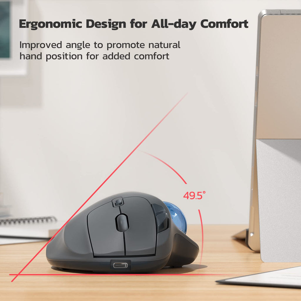 Wireless Ergonomic Thumb Control Trackball Mouse Z74351