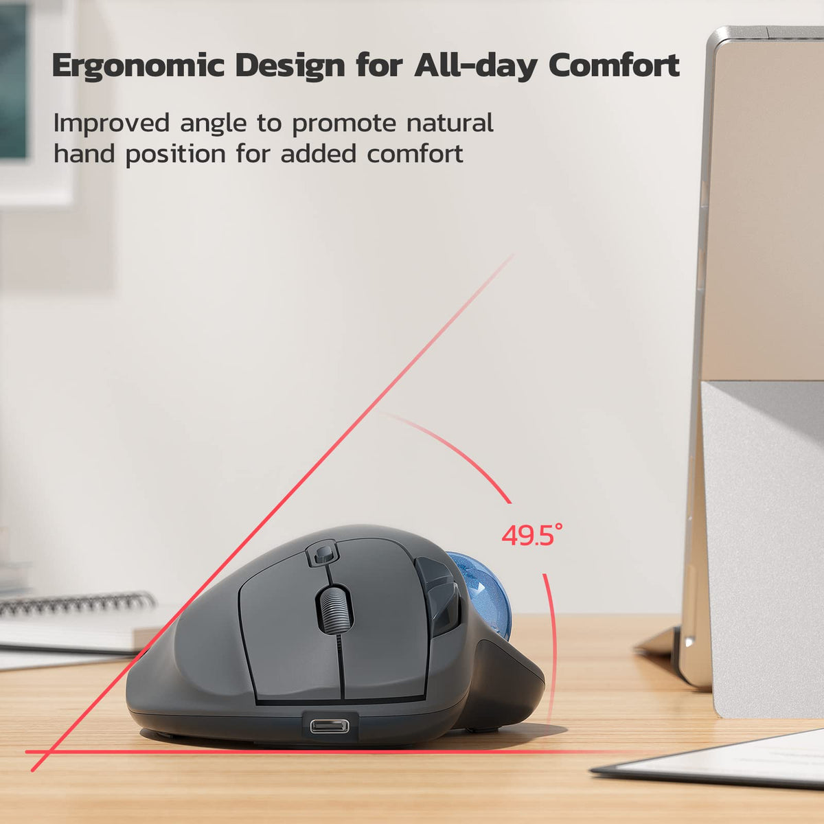 Wireless Ergonomic Thumb Control Trackball Mouse Z74351