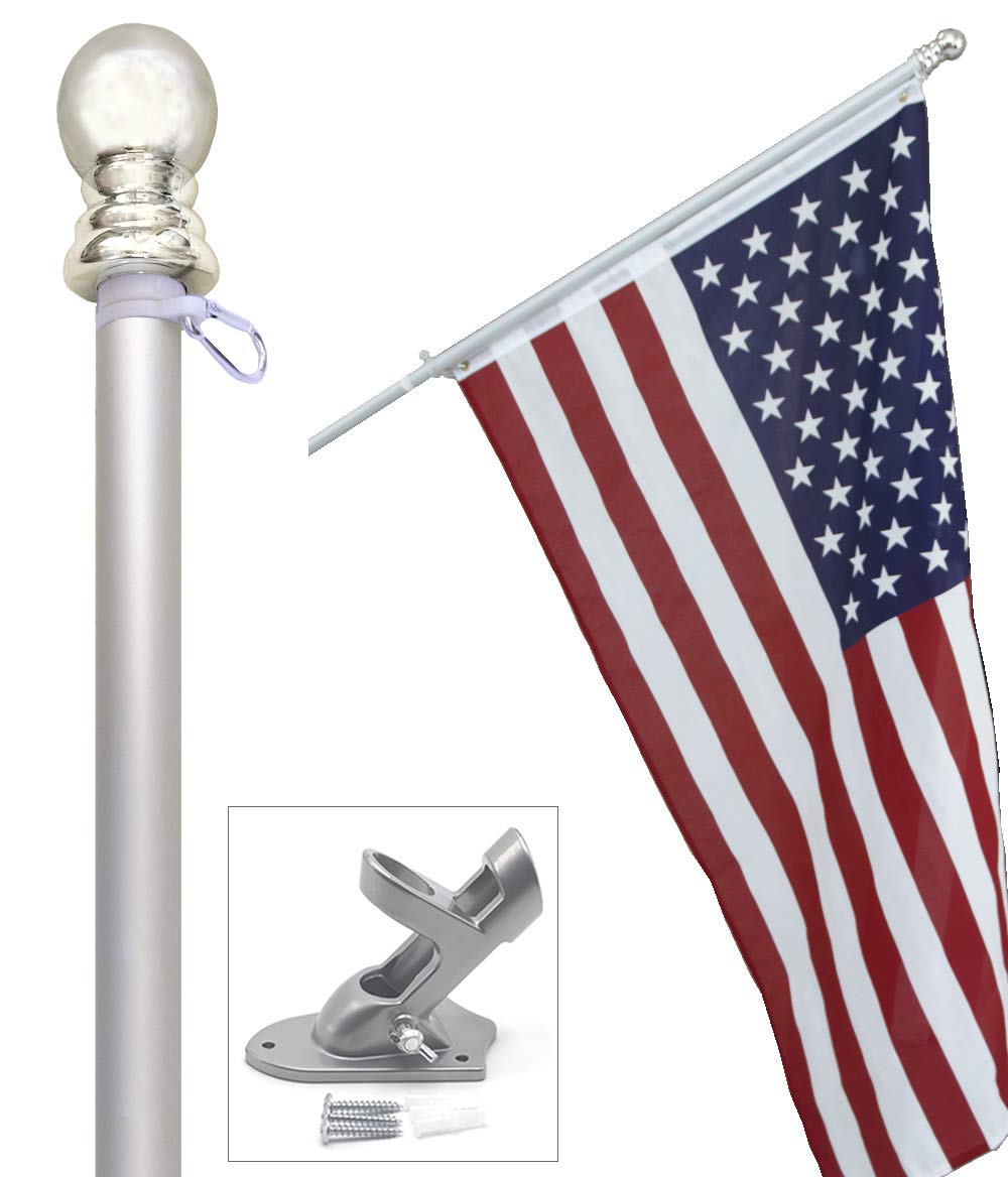 3x5 ft US Flag and 6 ft Aluminum Flag Pole Kit with Holder K70475