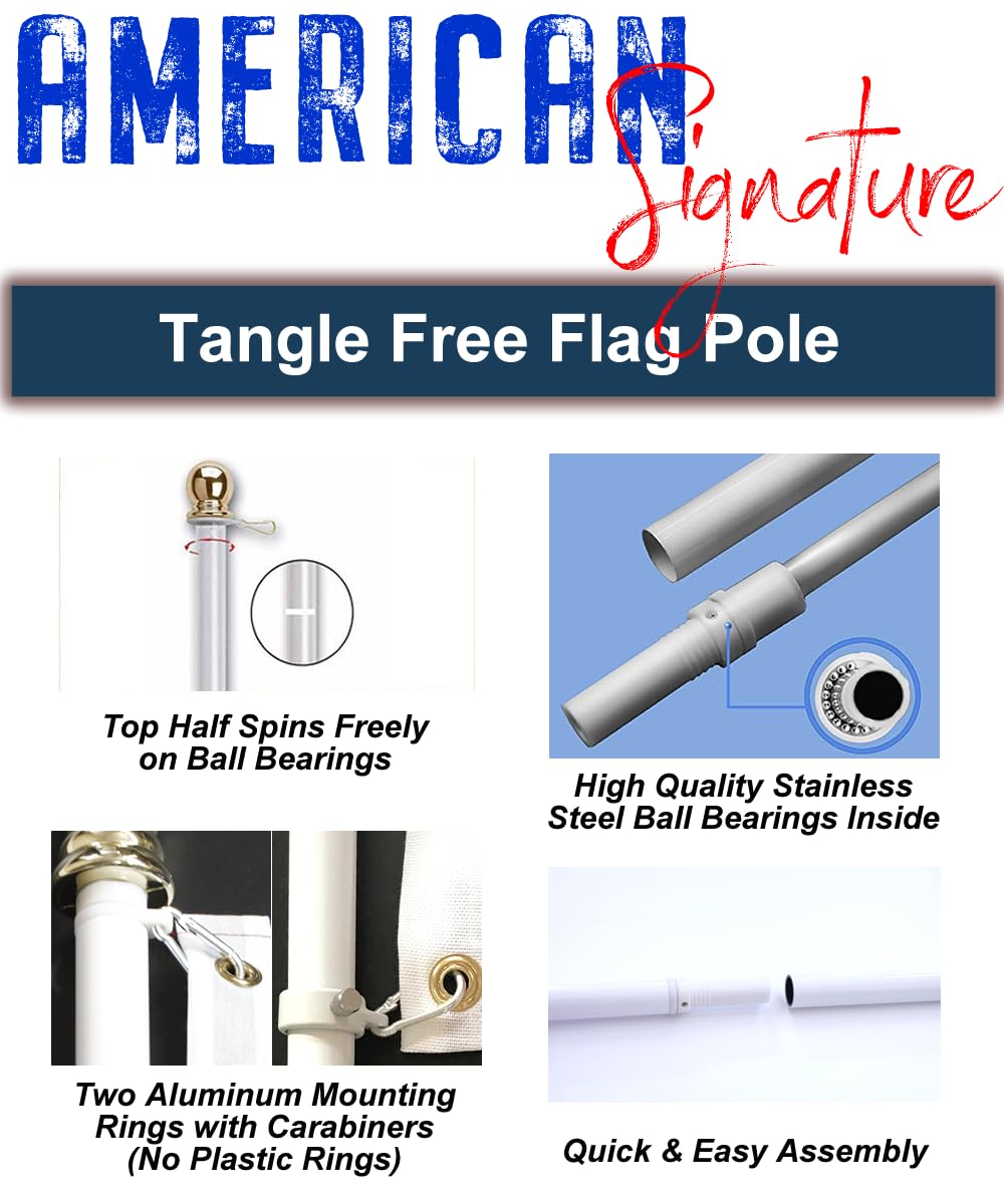 3x5 ft US Flag and 6 ft Aluminum Flag Pole Kit with Holder K70475