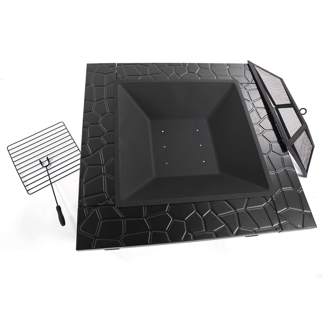 32-inch Metal Outdoor Fire Pit with Fireplace Screen O569