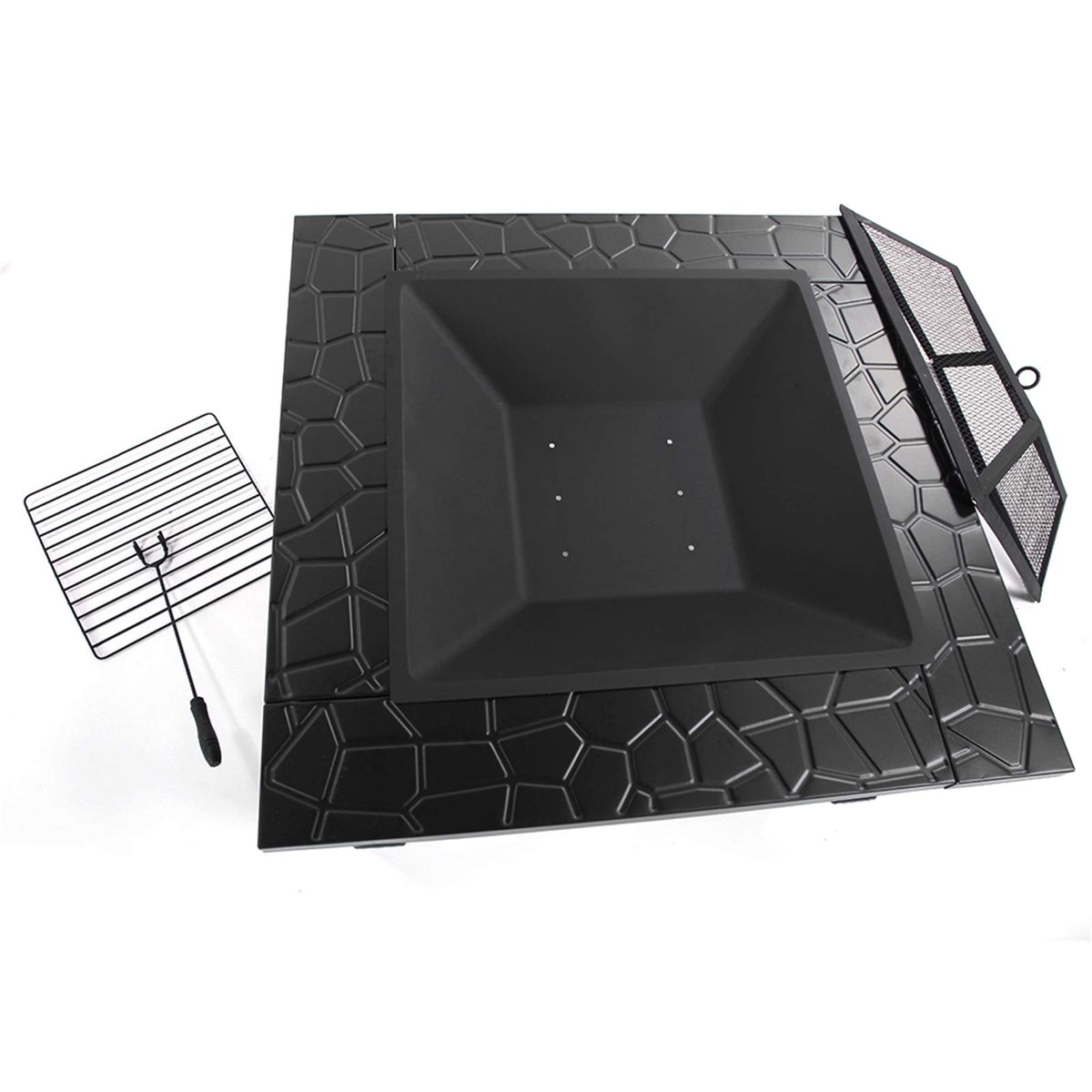 32-inch Metal Outdoor Fire Pit with Fireplace Screen O569