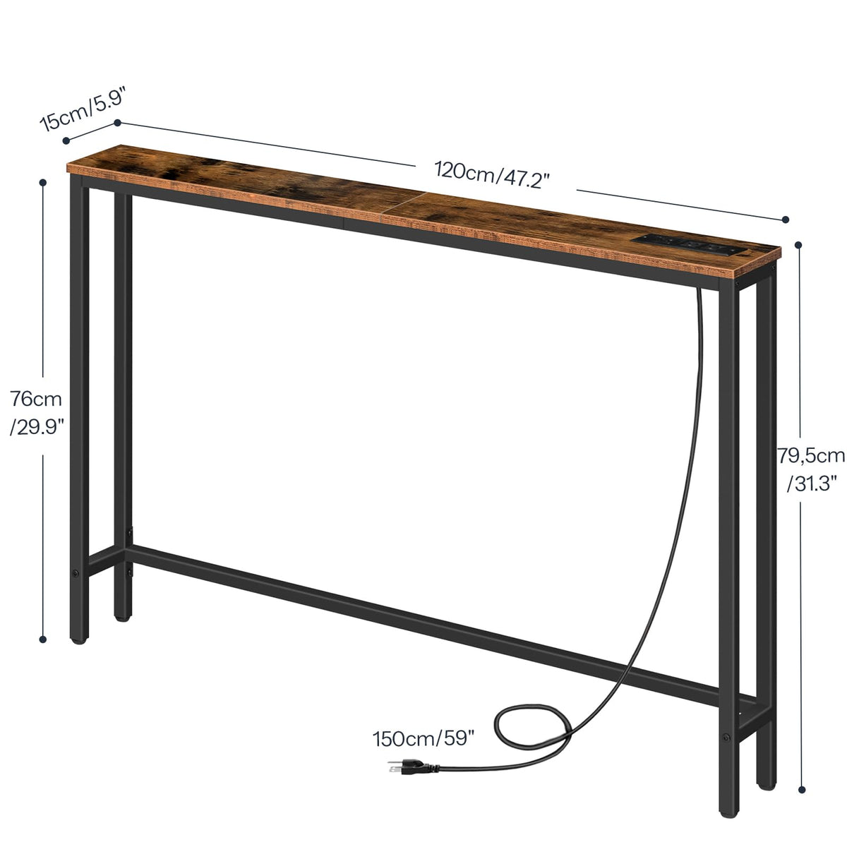 47.2" Narrow Console Table with Power Outlet L784