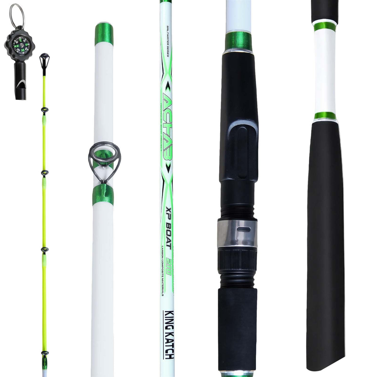 7' Medium Heavy Carbon Graphite Fiberglass Spinning Fishing Rod D31063