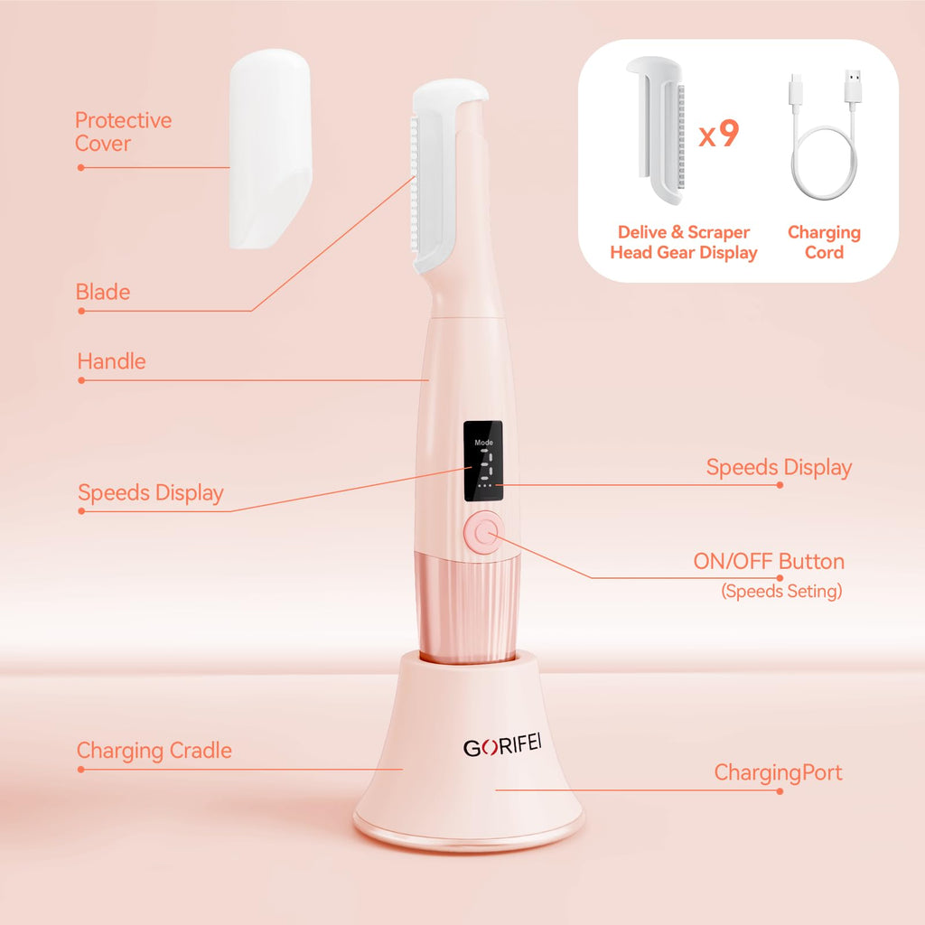 Pink Rechargeable Facial Razor with 8 Blades T766741