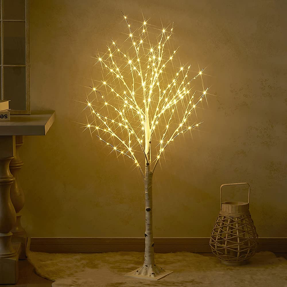 4FT 200L Warm White LED Birch Tree U7106