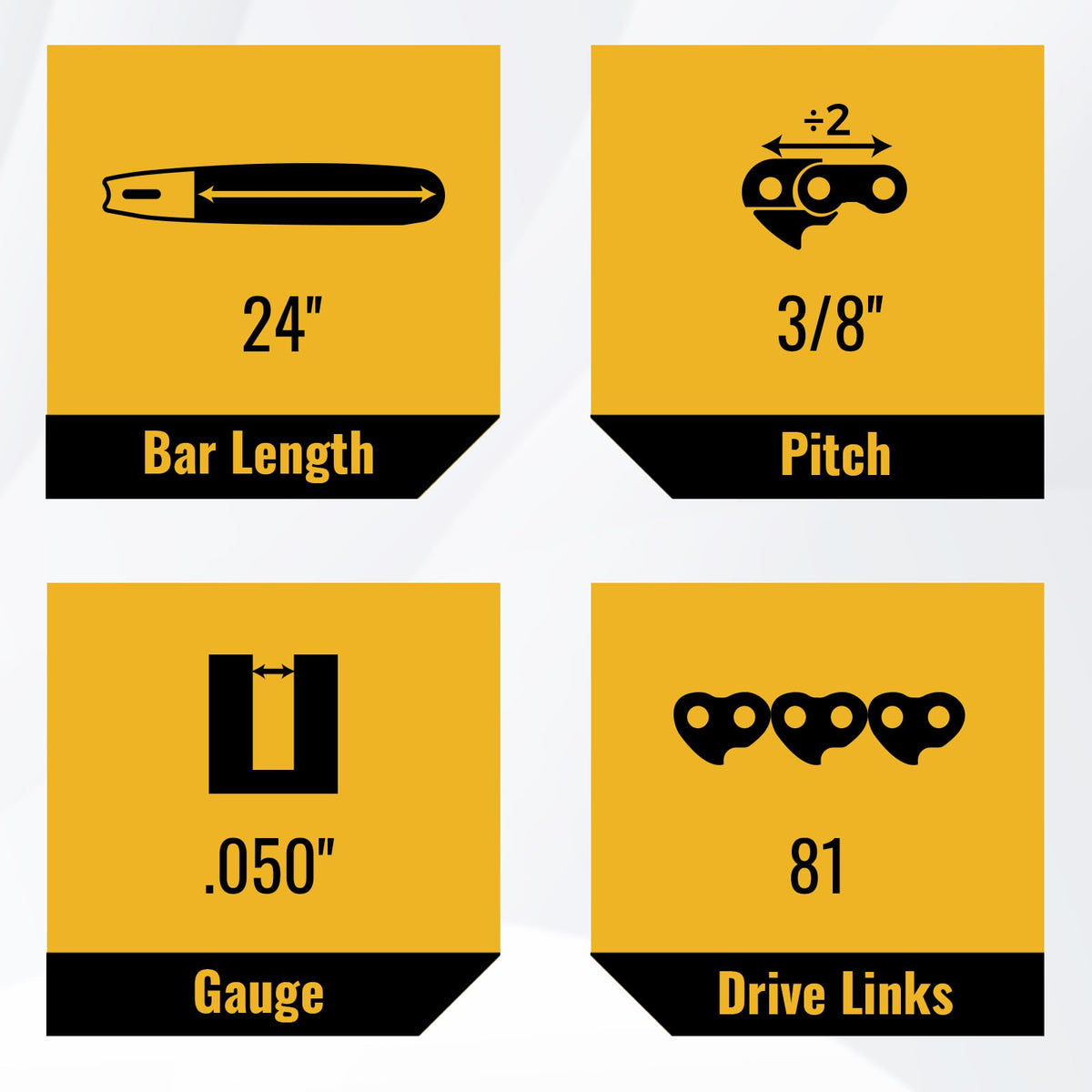 3 Pack 24 Inch Chainsaw Chain 81 Drive Links C130849