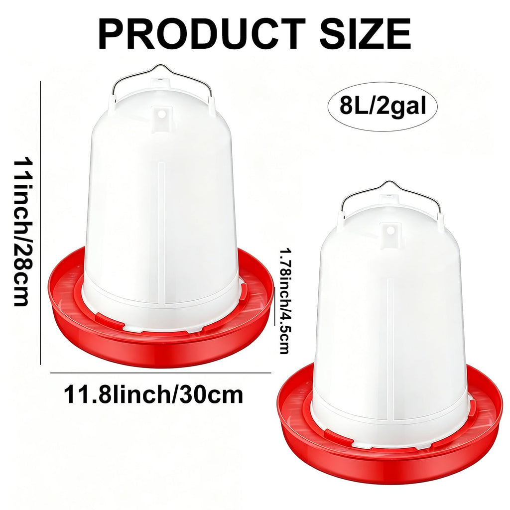 2 Pack 2 Gallon Plastic Poultry Waterer M8504