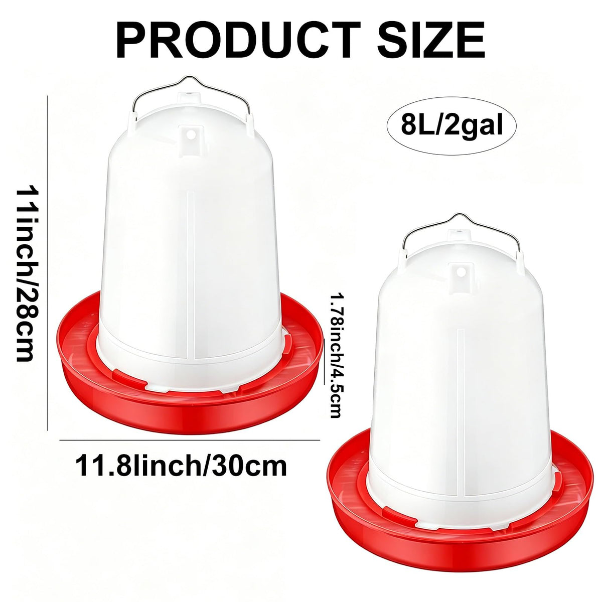 2 Pack 2 Gallon Plastic Poultry Waterer M8504
