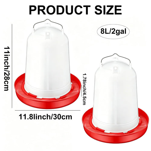 2 Pack 2 Gallon Plastic Poultry Waterer M8504
