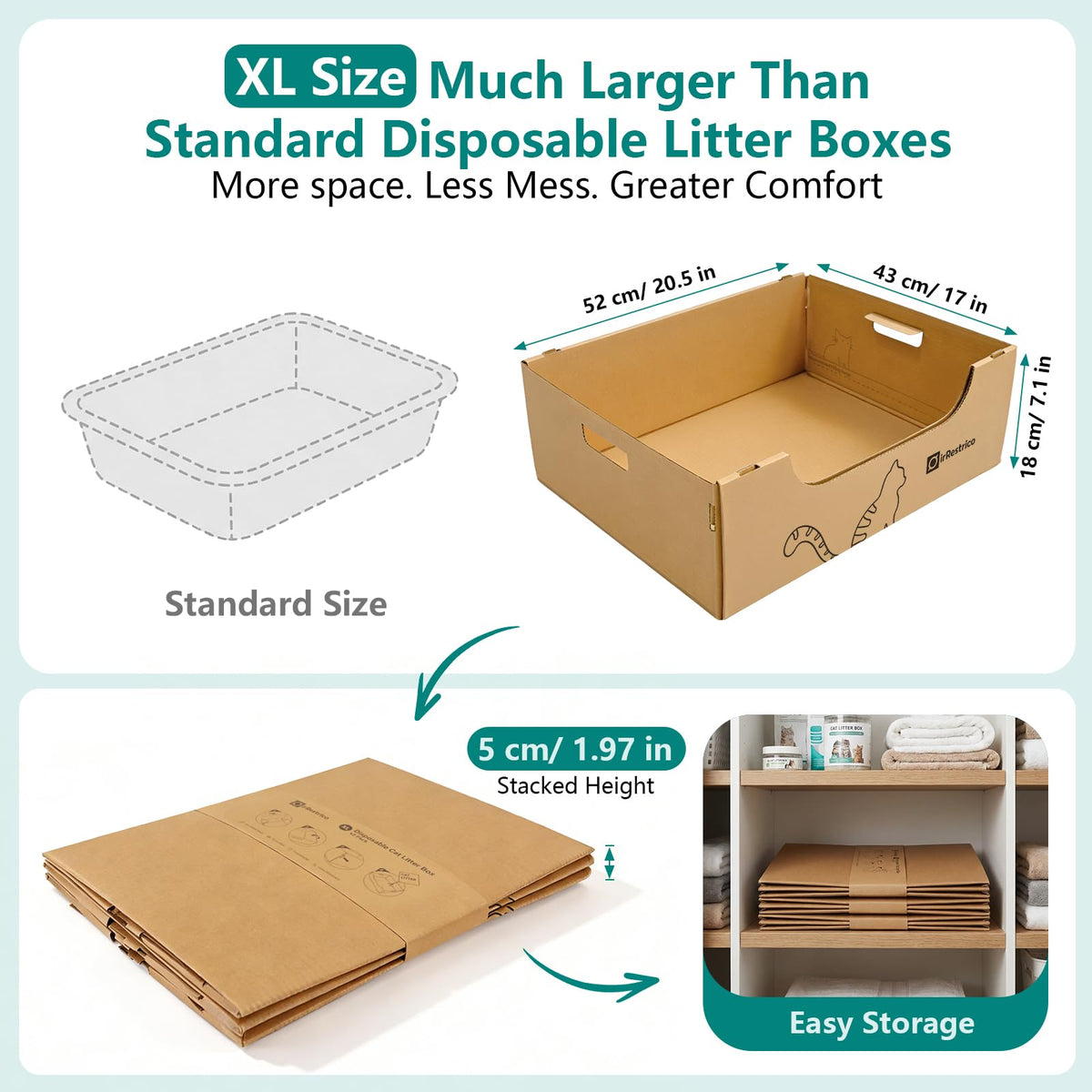 3-Pack Jumbo Disposable Cardboard Cat Litter Box H156