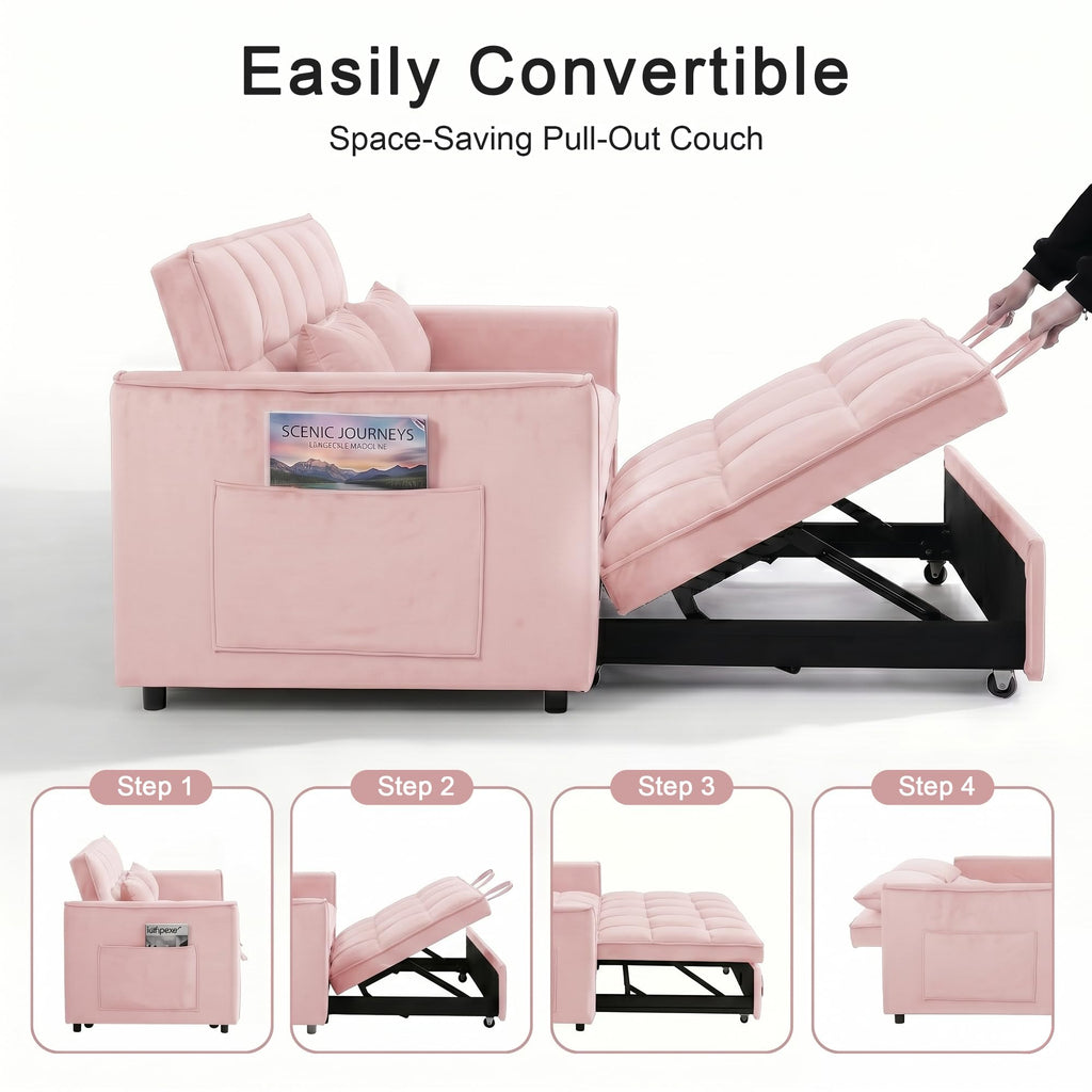 Pink Velvet 3-in-1 Sofa Bed V99809