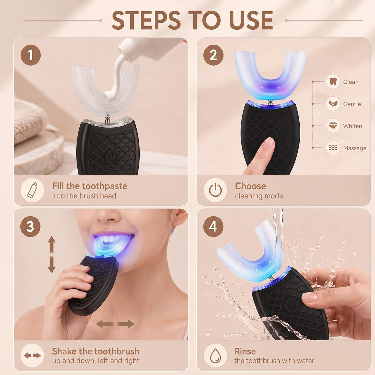 2 Pack U Shaped Automatic Toothbrushes E39469