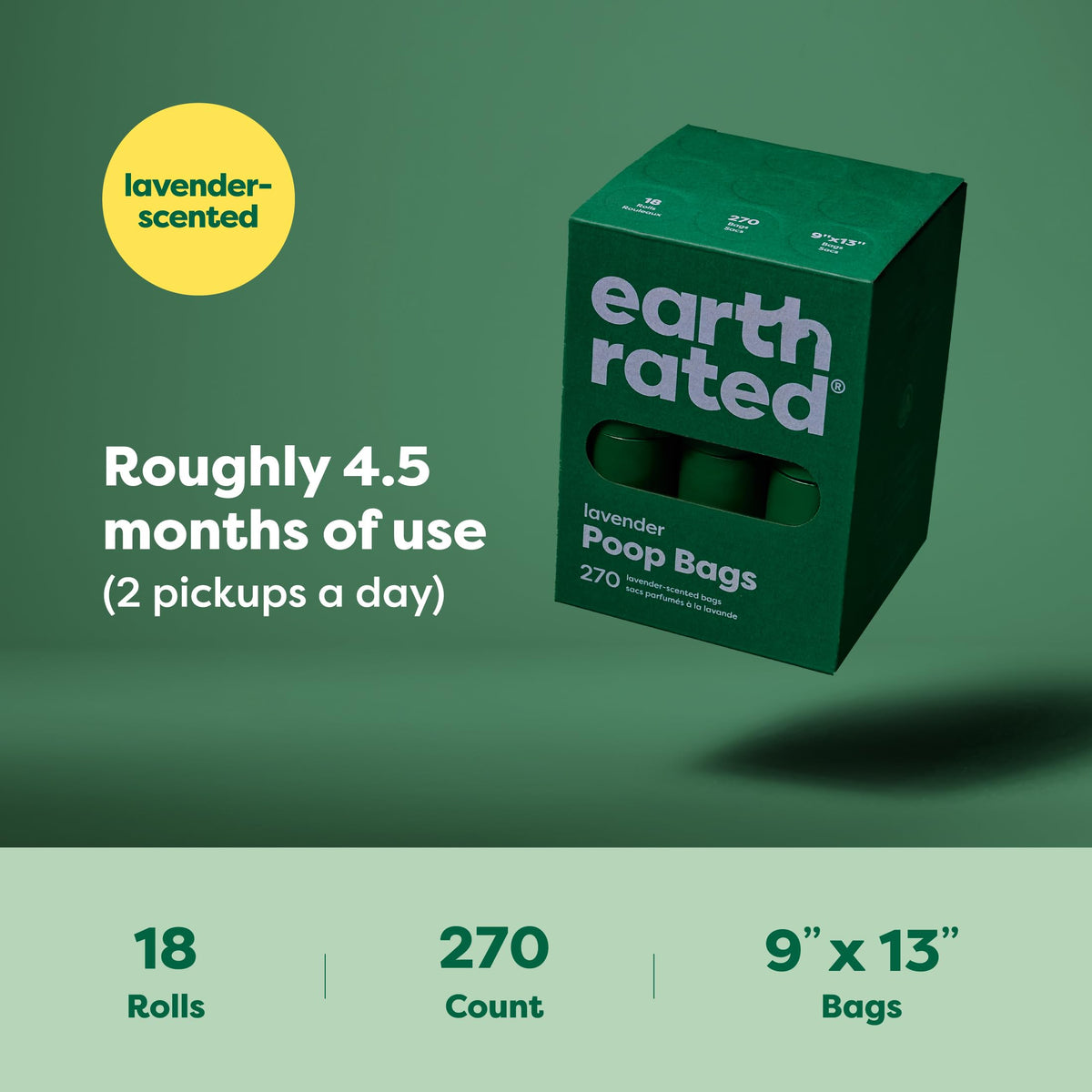 Dog Poop Bags on Refill Rolls, 270 Bags, Lavender Y492
