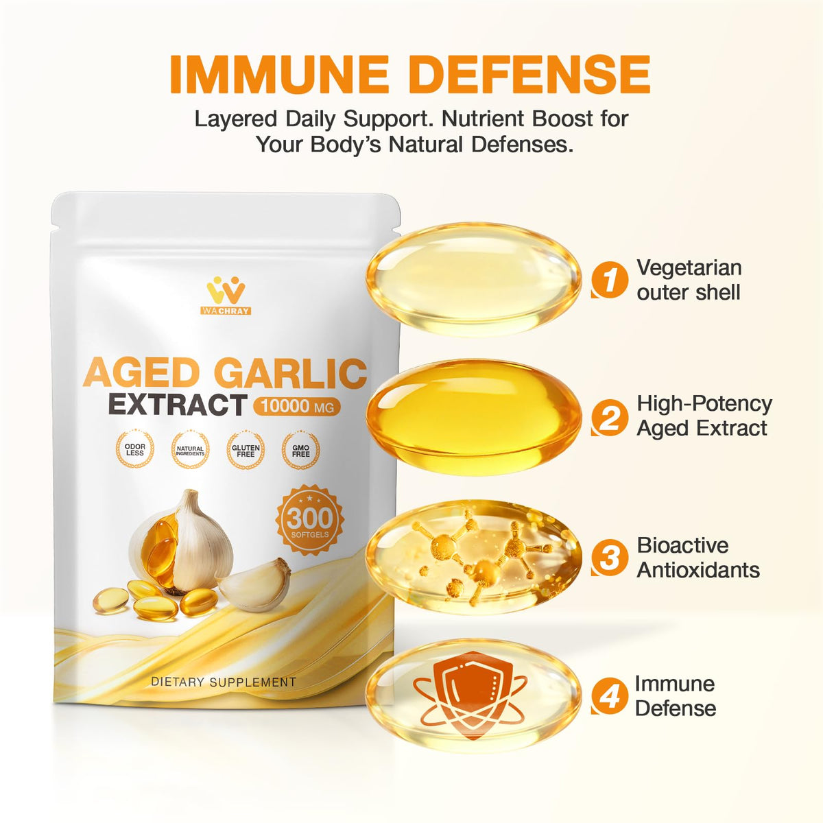 Odorless Garlic Extract Softgels 10000mg 300 Count I307227