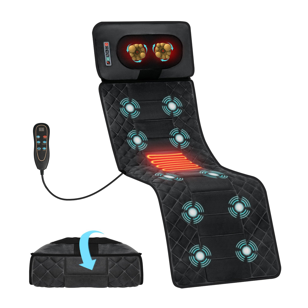 Full Body Massage Mat with Heat 10 Motors 9 Speeds 9 Modes O4047